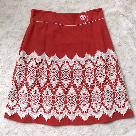 FLOREAT Orange Cream Crochet A-Line Skirt, 4 Sm - Picture 1 of 10